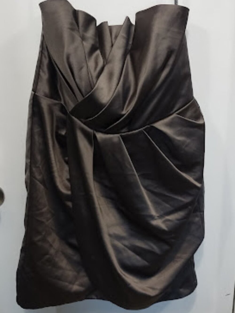 White By Vera Wang Womens Short Draped Satin Dress